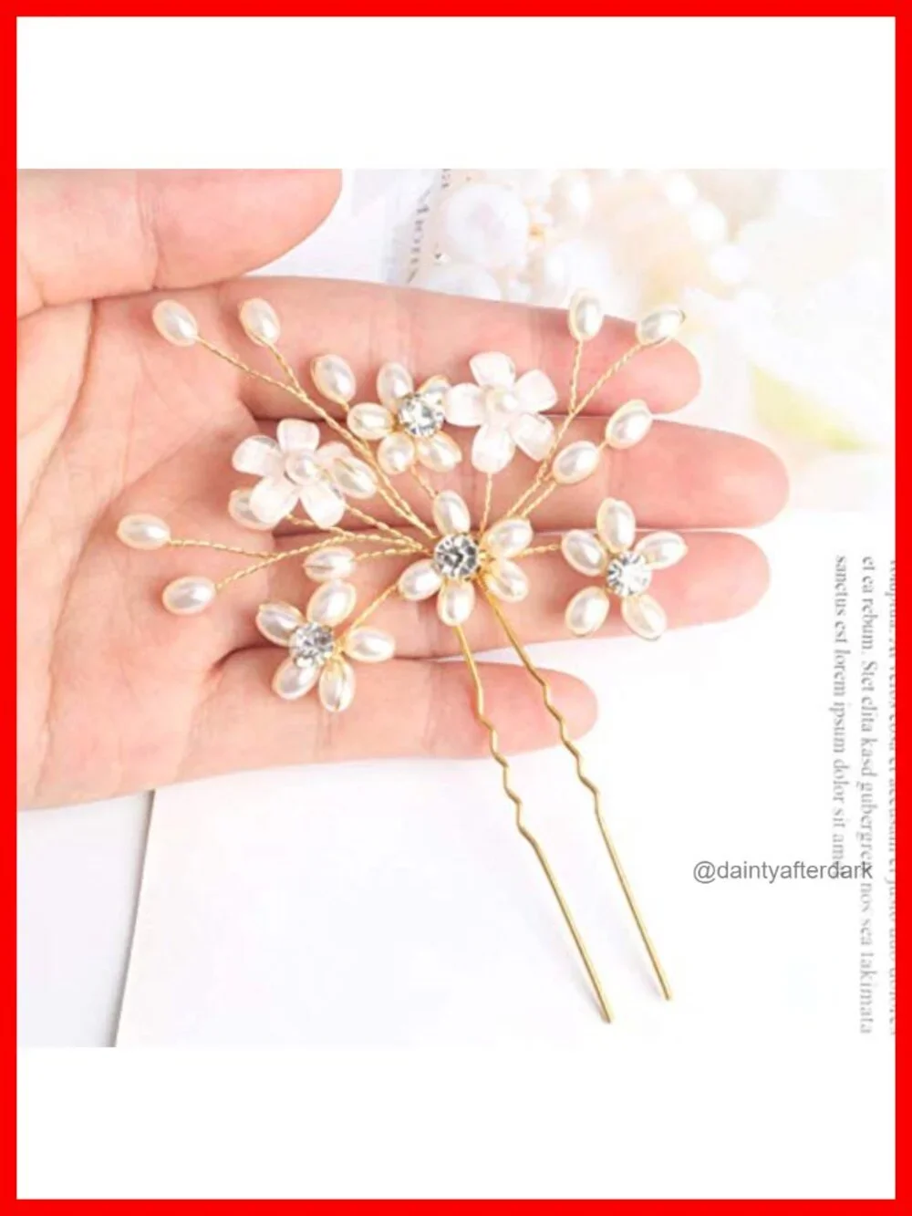 Bendable Handmade Floral Pearl Wedding Hair Pins (Pack of 3)
